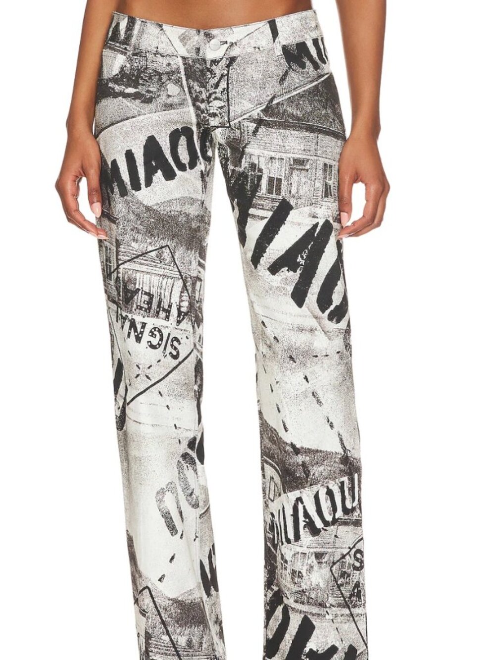 Miaou Graphic Mesh Top & Printed Straight Leg Pants Set | Size S